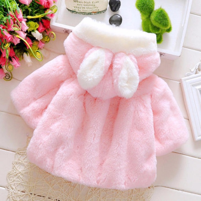 a soft bunny coat for baby girls