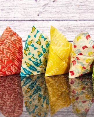 close-up of wrapped food with beeswax wraps
