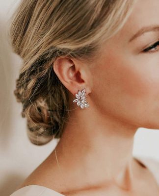 bride wearing beautiful wedding earrings