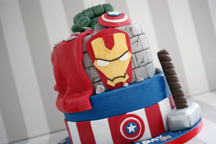 avengers birthday cake on table 